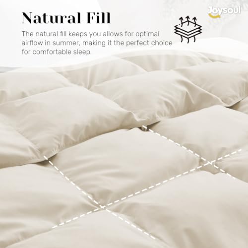 Joysoul Goose Feathers Fiber Comforter - Lightweight Ultra Soft Fabric Cover Breathable White Down Feather Fill, Twin Size Duvet Insert (68" X 88") Joysoul