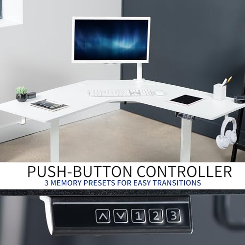 VIVO Electric Corner L-Shaped 47 x 47 in Standing Desk, Memory Height Adjustment, White Top White Frame, DESK-E1L94W VIVO