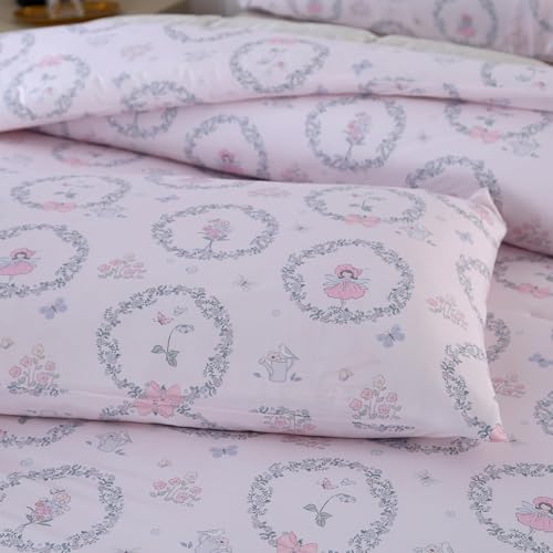 MAG 3Pcs with 1 Microfiber Jersey Knit Comforter+2 Pillowcae,Pink Floral Queen Comforter Set,All Season Garden Style Flower Bedding Set Queen Size for Girls Boys Kids,Elastic and Breathable Soft. MAG