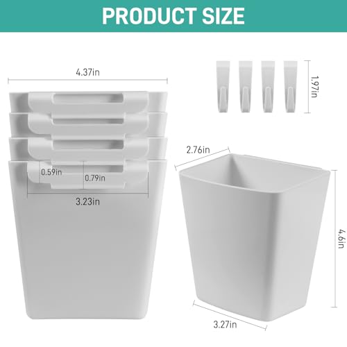 LEZIOA 5 Pack Hanging Cup Holders, Multipurpose Rolling Cart Accessories Utility Cart Accessories For Art & Craft Supplies, Space Saving Hanging Storage Basket Pencil Holder Makeup Organizers (White) LEZIOA