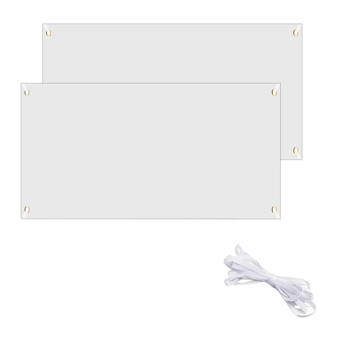 2 Sets 3.3 x 6 Ft Paintable Polyester Blank Banner, Blank Banner Signs, Blank Polyester Cloth Banner with Hanging Rope for Indoor Outdoor Decor (White) Wzttdm