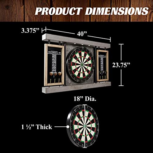 Seller123 Prescott Collection 40'' Dartboard Cabinet Set, Steel Tip Darts, Gray Seller123