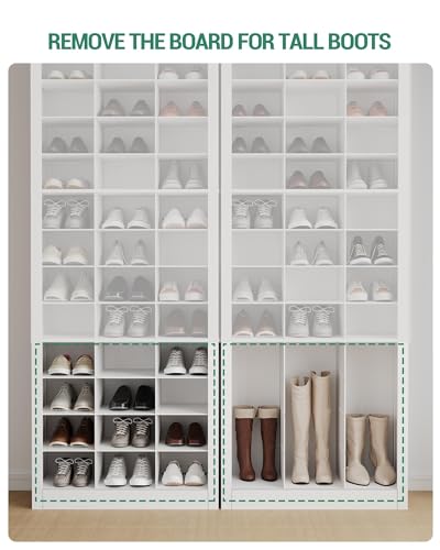 Hzuaneri Shoe Storage Cabinet, 36 Pairs Free Standing Closet Organizer, 9 inch Widened Cell Wood Shoe Organizer, 12 Tiers Vertical Space Saving Shoe Rack for Entryway, Cloakroom, White SR20703X Hzuaneri