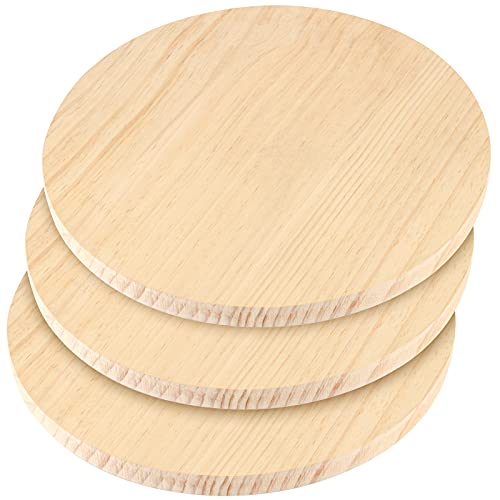 FUNSUEI 3 Pack 12 Inch Round Wooden Plaque, 3/4 Inch Thick Unfinished Wooden Circle Plaque, Natural Wooden Base for Craft Projects, Sign, Painting, Woodcarving FUNSUEI