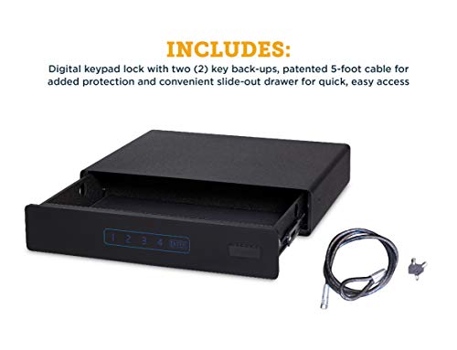 SnapSafe Under Bed Safe, Medium – Under Bed Gun Safe for Firearms, Ammunition and Valuables – Fits in Trunk of Small SUVs – Easy Access, Out of Sight, Space Saving – Black, 26 x 5 x 20 Inches SnapSafe