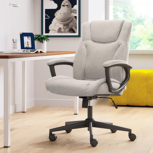 Serta Connor Executive Office Chair, Ergonomic Computer Chair with Layered Body Pillows, Contoured Lumbar, Adjustable Seat, Microfiber Fabric, Gray Serta