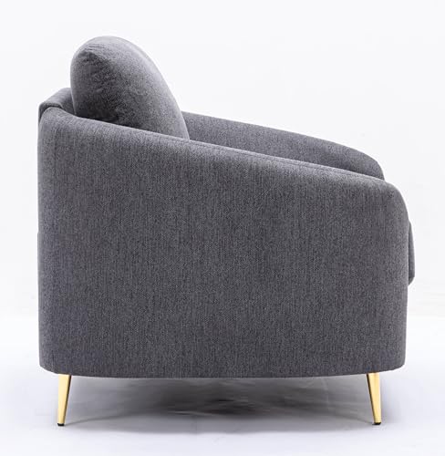 Acme Furniture Yuina Upholstered Fabric & Metal Sofa in Gray and Gold Acme