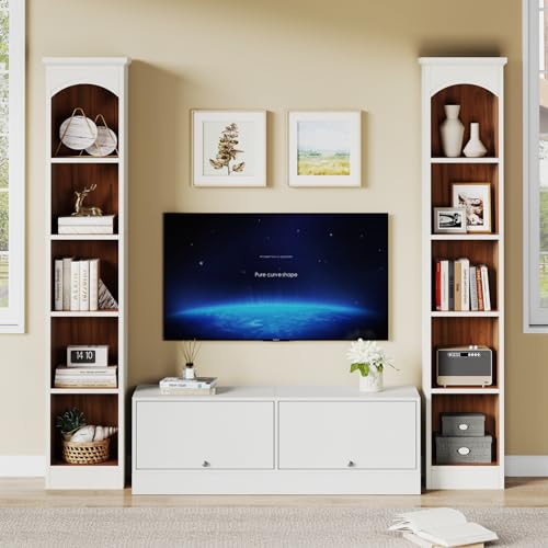 Tribesigns Narrow 5-Tier Bookcase - 70.9-Inch Tall White & Oak Corner Display Shelves Tribesigns