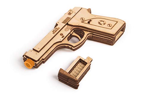 Wood Trick Wooden Toy Guns Set with Targets Shooting Range, Pistol Toy Guns for Kids Set - 3D Wooden Puzzle for Adults and Teens Wood Trick