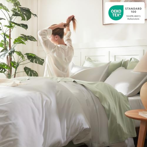 Litanika White Comforter Set Queen Size, 3 Pieces Lightweight Solid Bedding Comforter Set, All Season Fluffy Bed Set (90x90In Comforter & 2 Pillowcases) Litanika