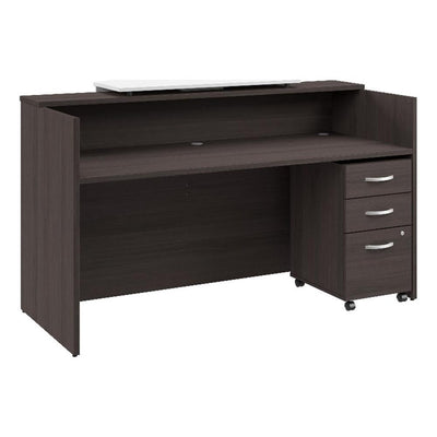 Bush Business Furniture Arrive 72W x 30D Reception Desk with Counter and Mobile File Cabinet in Storm Gray