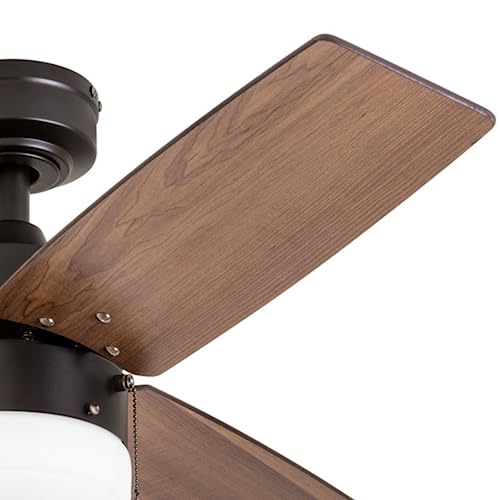 Prominence Home Reston, 42 Inch Modern Farmhouse LED Ceiling Fan with Light, Pull Chain, Dual Mounting Options, Dual Finish Blades, Reversible Motor - 51015-01 (Bronze) Prominence Home