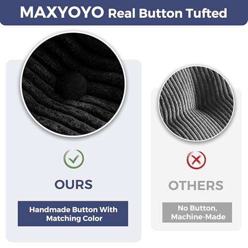 MAXYOYO 8" Futon Mattress Queen Size, Ultra Thick Futons Sofa Couch Bed Tufted Sleeper Sofa Bed, Floor Mattress for Adults, Shredded Foam Filling (Frame Not Included), Black MAXYOYO