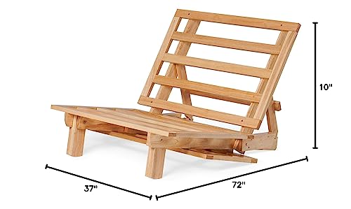 Nirvana Futons Twin Tri-Fold Wood Futon Sofa Bed Lounger Frame - (Space Saver, Natural Finish) Ideal for Small Spaces, RVs, and Dorm Furniture Nirvana Futons
