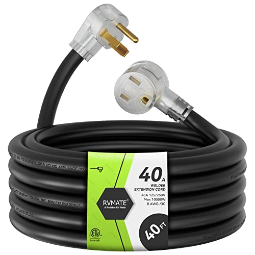 RVMATE 250V 40 Feet Welder Extension Cord, 8 AWG NEMA 6-50 STW Heavy Duty Welding Cord with LED Indicator RVMATE