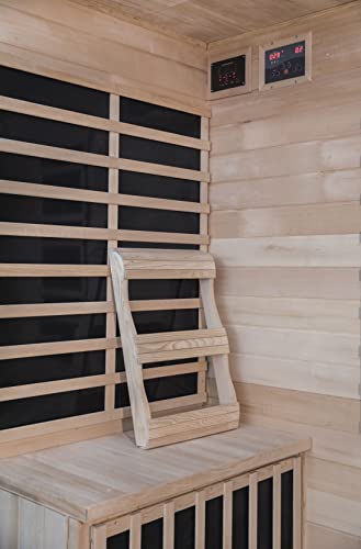 Heat Wave 4 Person Sauna Hemlock Wood Sonoma 9 Carbon Infrared Heaters MP3 Player Chromo Therapy Lighting 120V 2100W Heat Wave