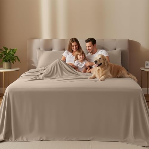 Utopia Bedding King Sheet Set – 4 Piece Bed Sheets for King Size Bed, Soft and Breathable Microfiber, Includes 1 Fitted Sheet, 1 Flat Sheet and 2 Pillowcases (Beige) Utopia Bedding