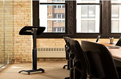 Stand Up Desk Store Pneumatic Adjustable Height Tilting Laptop Lectern Speakers Podium (Black, 25.5" Wide) S Stand Up Desk Store