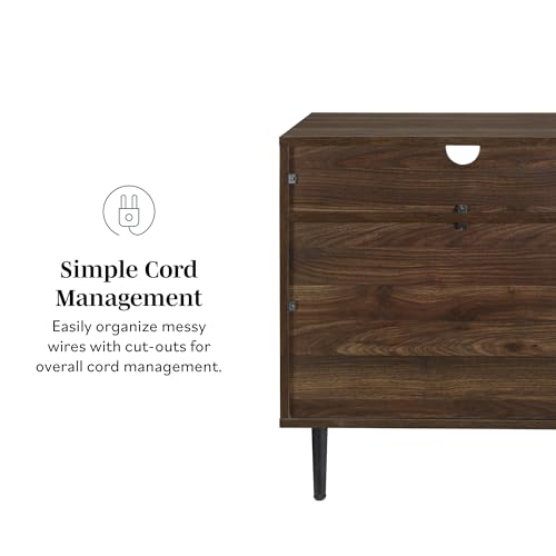 Walker Edison Modern Wood Nightstand Side Table Bedroom Storage Drawer and Shelf Bedside End Table, 25 Inch, Dark Walnut Walker Edison