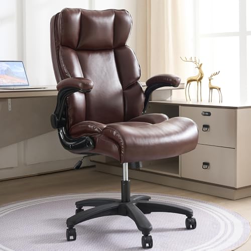Ergonomic Office Chair Big and Tall Wide Seat Executive Chair 90-120ยฐHigh-Back Reclining Gaming Chair Lumbar Support Leather Computer Chair Thickened Armrest Desk Chair for Home Office VOONMIU
