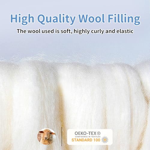 YMLIVE Summer Lightweight Wool Comforter Queen Size, 100 GSM Thin Duvet Insert, Breathable Light Down Alternative Comforter, Noiseless Cotton Shell(White) YMLIVE