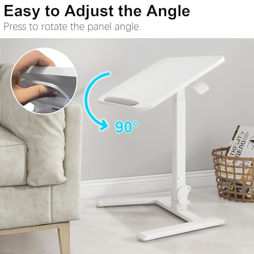 PUNCIA Adjustable Height Small Standing Desk Foldable Laptop Table with Stoppers - 90° Tiltable Rolling Computer Cart Portable Workstation Mobile Desk for Home Office Small Space Bedroom Dorm Study PUNCIA