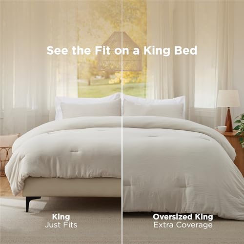 Bedsure King Comforter Set, Beige Soft Prewashed Bedding for All Seasons, 3 Pieces GentleSoft™ Bed Set, 1 Lightweight Comforter (104"x90") and 2 Pillowcases (20"x36") Bedsure