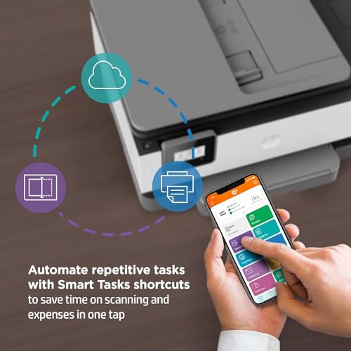 HP OfficeJet 8015e Wireless Color All-in-One Printer with 6 Months Free Ink (228F5A) (Renewed Premium),White HP