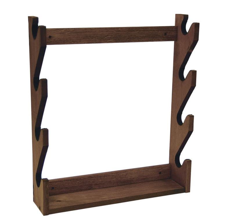Evans Sports Four-Gun Unassembled Wall Mount Wooden Gun Display Rack with Tray for Accessories Evans Sports