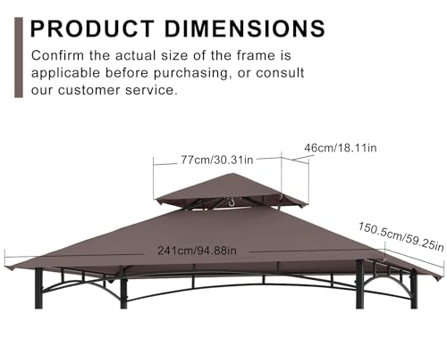 Grill Gazebo Canopy Replacement - ABCCANOPY 5x8 Double Tiered BBQ Canopy Top Cover, Outdoor Grill Tent Roof for #L-GG001PST-F (Brown) ABCCANOPY