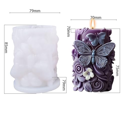 Butterfly Flower Cylinder Molds Silicone Wave Spiral Candle Mold - Silicone Resin Casting Molds for Candle & Resin & Soap Craft Supplies