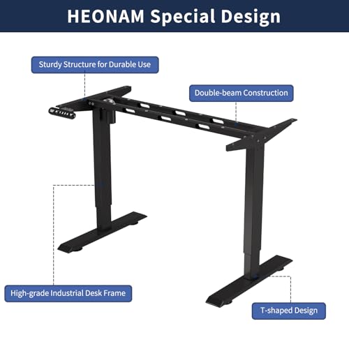 HEONAM 48 Inch Electric Standing Desk with USB Charging Port, Height Adjustable Sit Stand Desk with Memory Presets, Spacious Desktop and Sturdy Metal Frame for Home Office HEONAM