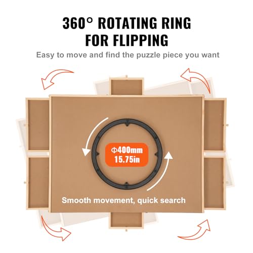 VEVOR 2000 Piece Puzzle Board with 6 Drawers and Cover, 40.2"x29.4" Rotating Wooden Jigsaw Puzzle Plateau, Portable Puzzle Accessories for Adult, Puzzle Organizer & Puzzle Storage System, Gift for Mom VEVOR