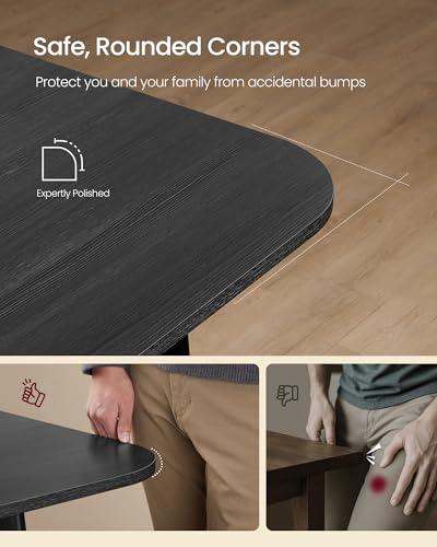 VASAGLE MAEZO Collection - Extendable Dining Table for 4/6/8, Kitchen Table with Tapered Legs, Curved Transitions, for Dining Room, Kitchen, Home Office, Charcoal Gray UKDT090B01V1 VASAGLE