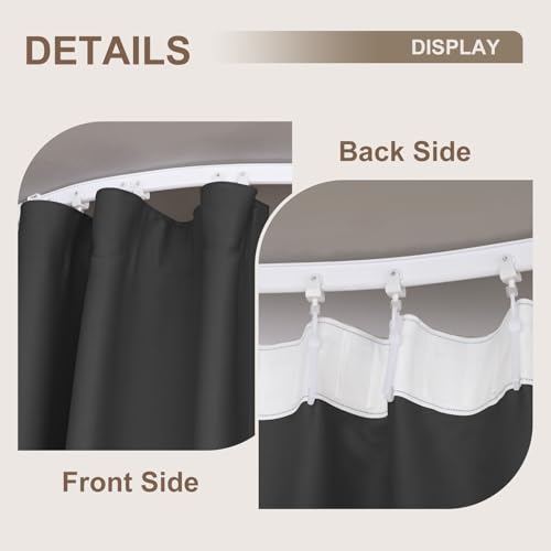 MaKefeile Room Divider Curtains & Flexible Bendable Tracks Set,Privacy Dividers Ceiling Track Curtain Window Blackout Curtains for Living Room Bedroom (W100 × H84 in 1 Panel Black Drape & White Rail) MaKefeile
