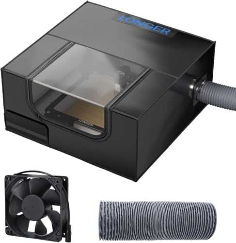 Longer Laser Engraver Enclosure,Fireproof and Dustproof Laser Cutter Protective Cover with Fan and Pipe, Against Smoke, Odor, Noise and Eye Protection,27.5 x 27.5 x 13 inches QFLONGER