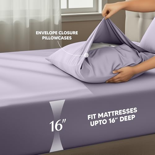 Utopia Bedding Twin Sheet Set – 3 Piece Bed Sheets for Twin Size Bed, Soft and Breathable Microfiber, Includes 1 Fitted Sheet, 1 Flat Sheet and 1 Pillowcase – Oeko Tex (Lavender) Utopia Bedding