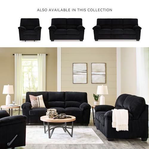 Signature Design by Ashley SimpleJoy Casual Rocker Recliner with Pillow-Top Armrest, Black