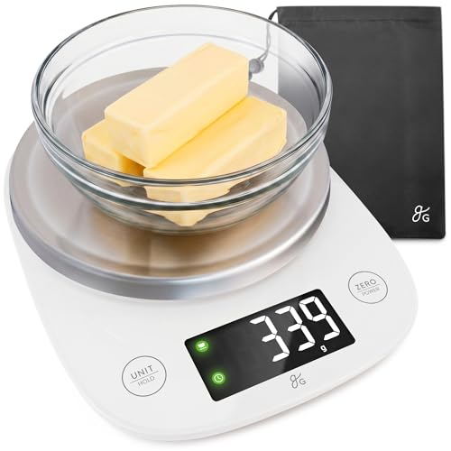Greater Goods Digital Kitchen Scale for Baking โ Food Scale with Gram & Ounce Measurements, Easy Tare & Stable Readings, Precision Scale for Sourdough Bread, Baking & Cooking, 11 lb Capacity