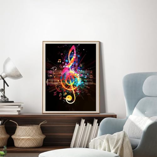 YEEIFFD Music Diamond Painting Kits for Adults, Musical Note Diamond Painting Art Kit for Adult, DIY Full Drill Gem Art with Diamonds for Home Wall Decor Gifts 12x16 Inch YEEIFFD