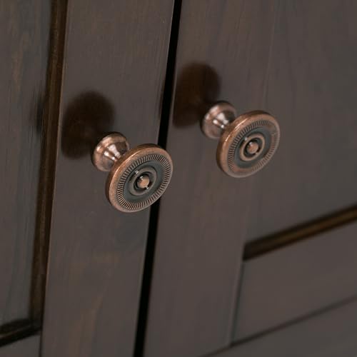 SIMPLIHOME Carlton SOLID WOOD Universal TV Media Stand, 54 Inch Wide, Contemporary, Living Room Entertainment Center, for Flat Screen TVs up to 60 Inch in Dark Tobacco Brown SIMPLIHOME