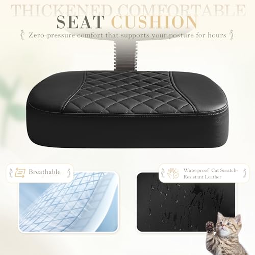 Furmax Ergonomic Criss Cross Legged Office Chair with Wheels, 360°Swivel Adjustable Height Kneeling Desk Chair with Footrest for ADHD, Yoga, Meditation, Home Office (Leather, Black) Furmax