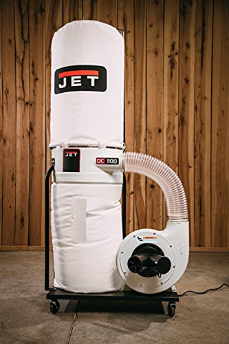 JET Vortex Cone Dust Collector, 30-Micron Bag Filter, 1-1/2 HP, 1Ph 115/230V (Model DC-1100VX-BK) Jet
