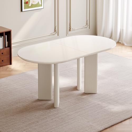 GlimBiz Modern White Oval Kitchen Table, Dining Table for 4-6 People, Easy to Assemble Accent Oval Dinner Room Table with Four Legs for Home,Apartment,Dining Room,Kitchen (Table Only) GlimBiz