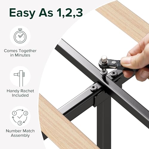 Zinus Queen Piper Upholstered Platform Bed with Horizontal Paneled Headboard, Wooden Slat Support, No Box Spring Needed, Easy Assembly, Eco Friendly Packaging, Dark Grey Zinus