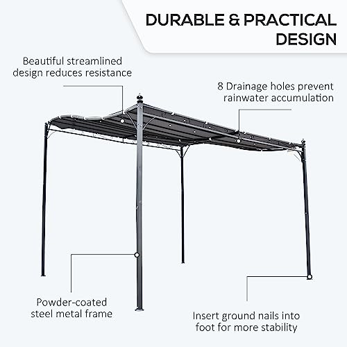 Outsunny 10' x 10' Steel Outdoor Pergola Gazebo, Patio Canopy with Weather-Resistant Fabric and Drainage Holes for Backyard, Deck, Garden, Gray Outsunny
