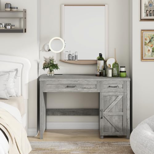 Farmhouse 47" Executive Desk, Computer Desk with Drawers and Storage Cabinet, Workstation Computer Table for Study and Home Office. Vabches