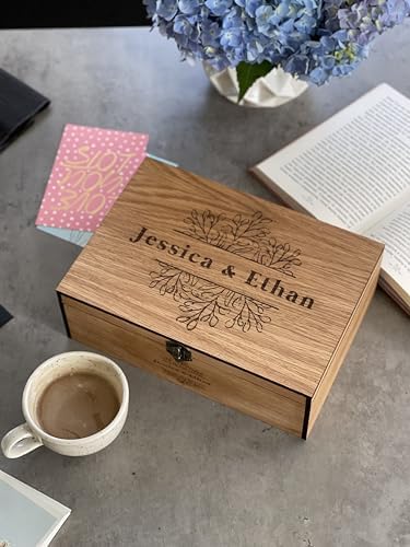 Personalized Memory, Wooden, Wedding Keepsake box - Christmas Couple Love Gift for Him, Brother, Boyfriend Customized Engraved Lock Wood Box (Oak) InsideDecor.Shop