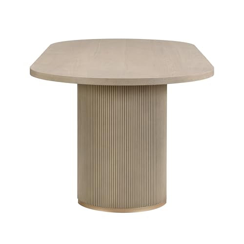 Christopher Knight Home Lancas Modern Minimalist Wooden Indoor Dining Table - Oval Top Pedestal Design - Dining Table Set for 6 - Light Ash Finish - Restaurant, Family Gatherings, Kitchen, Dining Room Christopher Knight Home