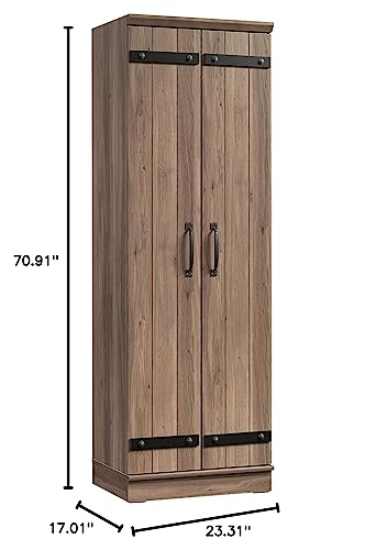 Sauder HomePlus 2-Door Farmhouse Storage Cabinet/Pantry cabinets, Salt Oak Finish Sauder